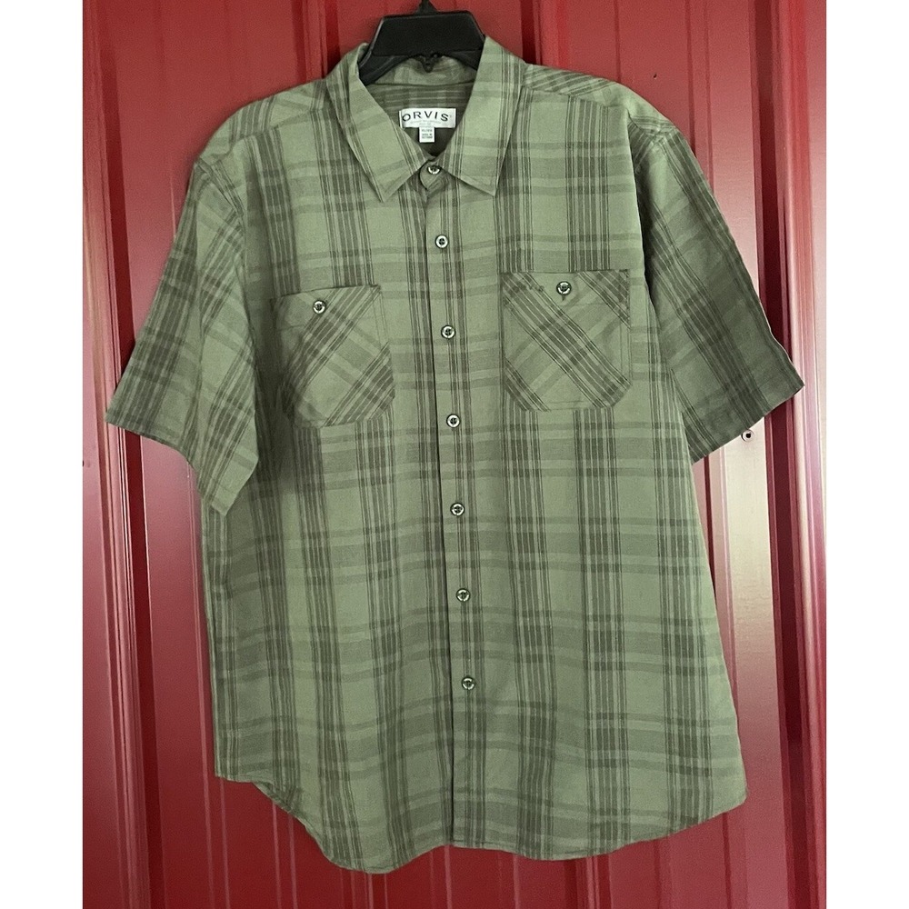 Orvis Shirt Plaid Button Up Short Sleeve Lightweight‎ Active Fishing Mens XL